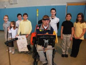 CAROL ZICKLER/SPECIAL TO THE TIMES NEWS Bobby O'Gurek of Summit Hill graduated from Panther Valley High School and came back to PV Elementary School to speak to the fifth graders. They recently studied a story about cerebral palsy and learned first hand from Bobby what it's like to have CP. Greeting Bobby after the program were Taylor Kondash, Raelynn Mahoney, Corey Goss, David Gieniec ( with Thank You card), O'Gurek, Kelsey Rimsky, McKenzie Lazur, and Danielle Hudicka. CAROL ZICKLER/SPECIAL TO THE TIMES NEWS Bobby O'Gurek of Summit Hill graduated from Panther Valley High School and came back to PV Elementary School to speak to the fifth graders. They recently studied a story about cerebral palsy and learned first hand from Bobby what it's like to have CP. Greeting Bobby after the program were Taylor Kondash, Raelynn Mahoney, Corey Goss, David Gieniec ( with Thank You card), O'Gurek, Kelsey Rimsky, McKenzie Lazur, and Danielle Hudicka. By CAROL ZICKLER TN Correspondent tneditor@tnonline.com